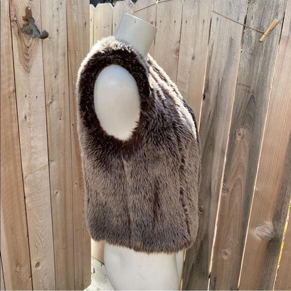 Madewell Vegan Faux Fur Brown Vest size small - Picture 3 of 6